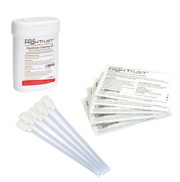 Kit de Limpieza Evolis, 5 Tarjetas Rodillo, 5 Bastoncillos Cabezales, 40 Toallas